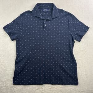 Polo Ralph Lauren Men's Large Short Sleeve Custom Slim Fit Polo Shirt Blue
